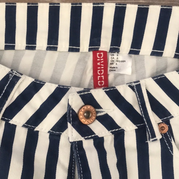 Navy Blue and White Striped Shorts - Picture 2 of 3